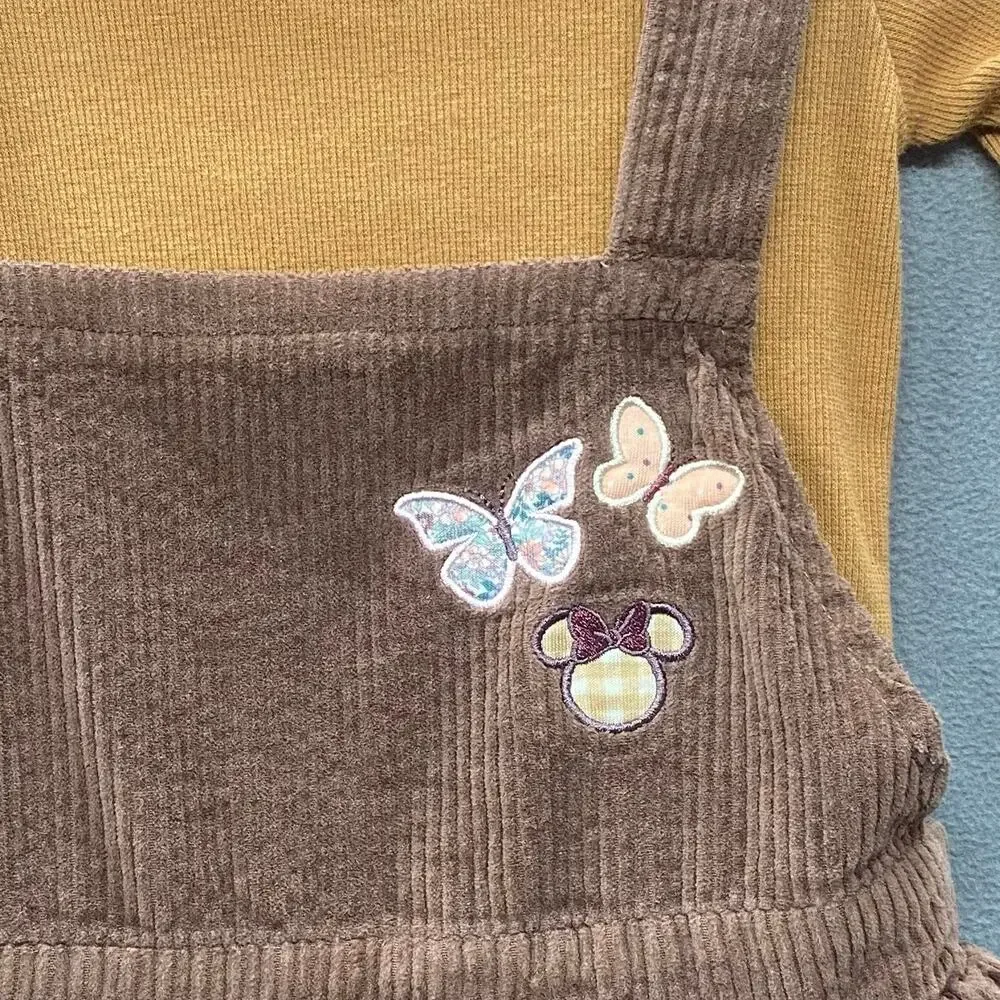Disney Junior Minnie Mouse‎ Jumper Dress and Long Sleeve Top Girls 4T Brown Tan